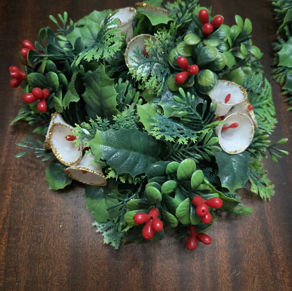 Vintage Christmas Plastic Holly Candle Wreaths